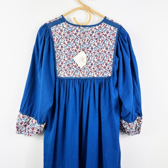 MATTA 100% cotton beautiful blue quilted midi dress NWT - Picture 13 of 15